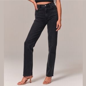 Abercrombie & Fitch Curve Love Black High Rise 90s Straight Leg Jeans